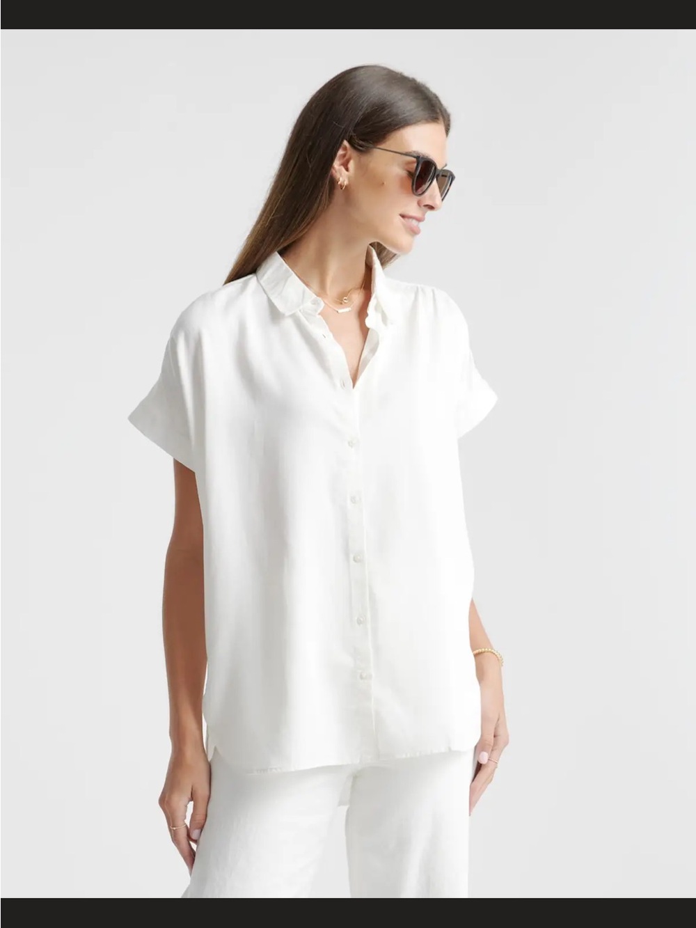 Quince Vintage Wash Tencel Camp Shirt White- New without Tags